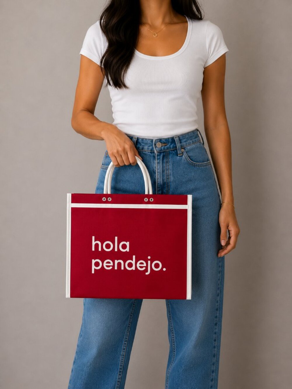Mexican Tote Bag "hola pendejo." - Red